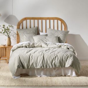 Classic Stripe Quilt Cover Set Range Charcoal