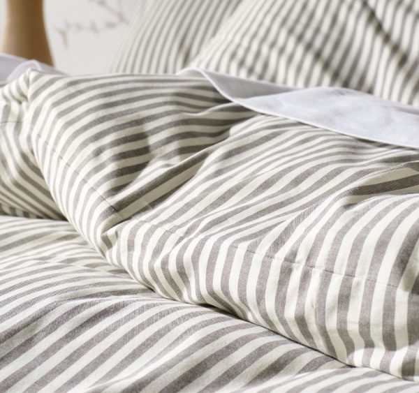 Classic Stripe Quilt Cover Set Range Charcoal