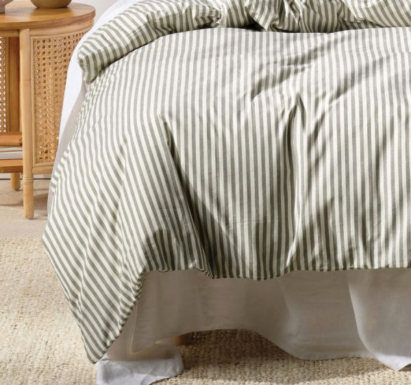 Classic Stripe Quilt Cover Set Range Charcoal