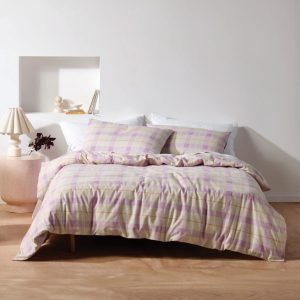 Corinne Printed Flannelette Cotton Quilt Cover Set Range Lavender