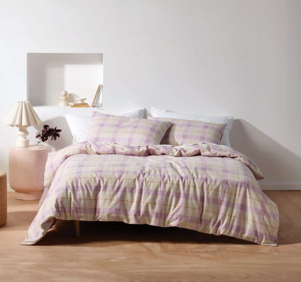 Corinne Printed Flannelette Cotton Quilt Cover Set Range Lavender