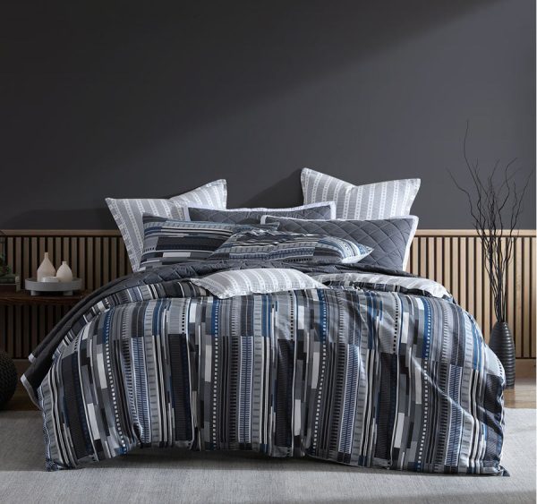 Urban Stripe Quilt Cover Set Range Charcoal