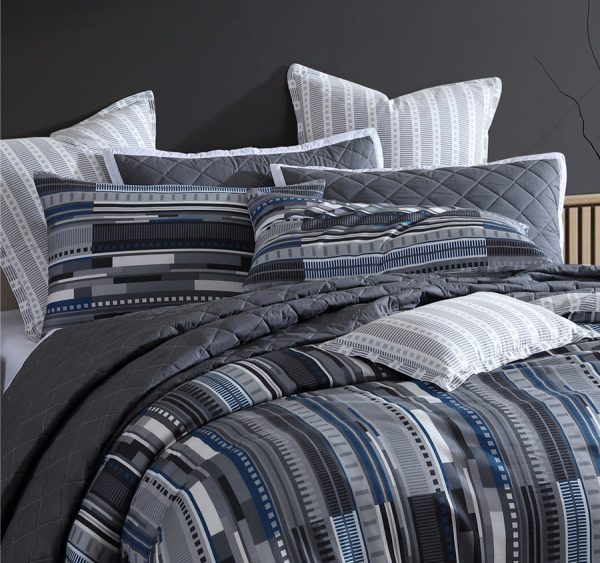 Urban Stripe Quilt Cover Set Range Charcoal