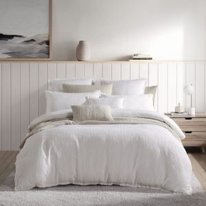 Caspian Quilt Cover Set Range White