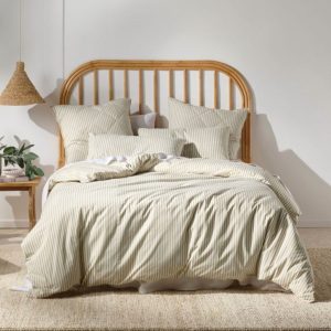 Classic Stripe Quilt Cover Set Range Pebble